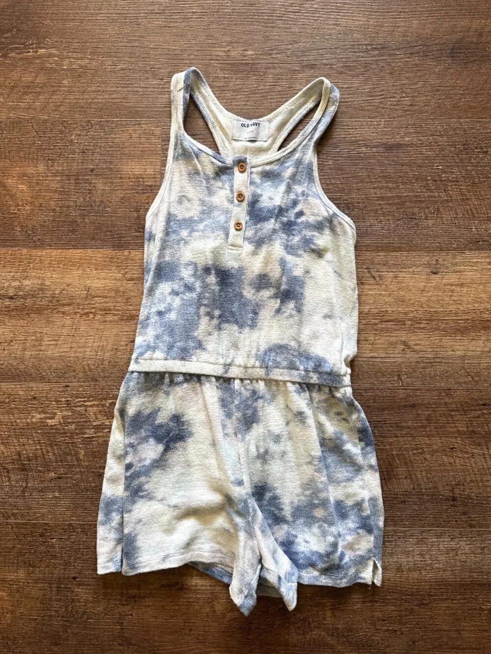 Old Navy blue tie dye romper girls 10-12 EUC